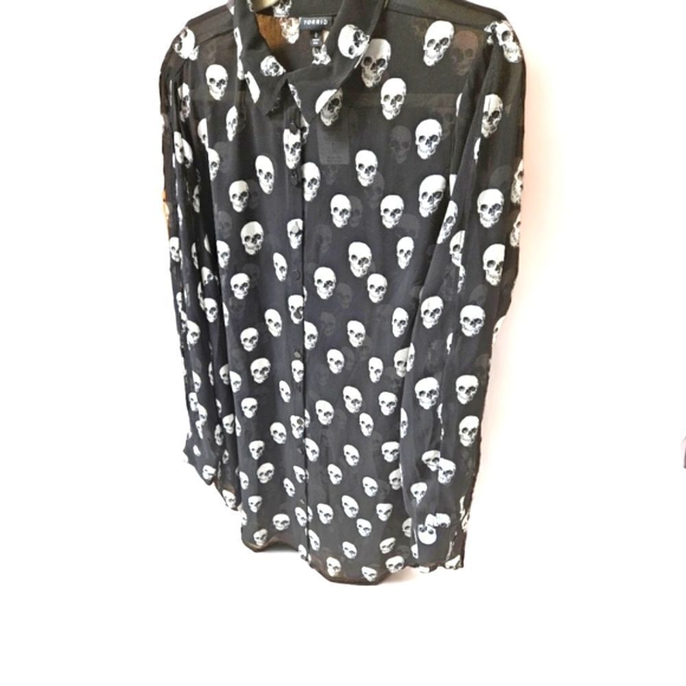 Torrid plus size chiffon school open sleeve but in front blouse. - Picture 9 of 16